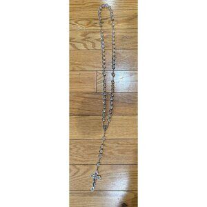 Vintage Aurora Borealis Faceted Crystal Bead Rosary 36” + 6”